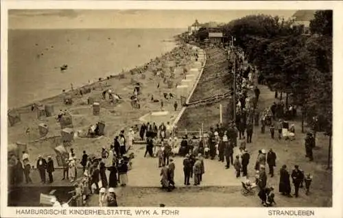 Ak Wyk auf Föhr Nordfriesland, Hamburgische Kinderheilstätte, Strand