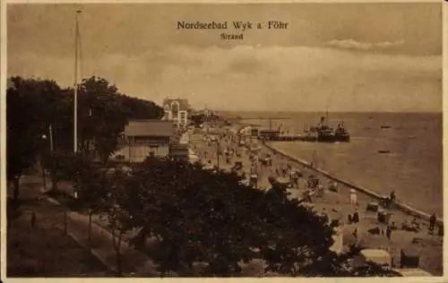 Ak Wyk auf Föhr Nordfriesland, Strand, Boote