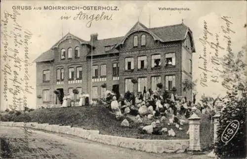 Ak Mohrkirch in Schleswig Holstein, Volkshochschule, Steingarten