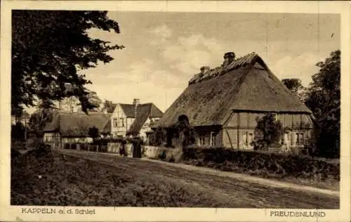 Ak Kappeln an der Schlei, Freudenlund, Reetdachhaus