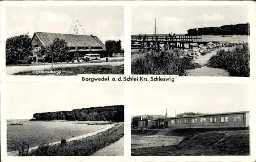 Ak Borgwedel Schleswig Holstein, Jugendherberge, Steg, Kinderheim