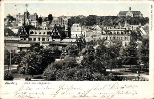 Ak Flensburg in Schleswig Holstein, Blick vom Hafendamm