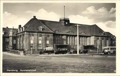 Ak Flensburg in Schleswig Holstein, Reichsbahnhof