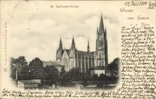 Ak Essen im Ruhrgebiet Nordrhein Westfalen, Anblick der St. Gertrudis Kirche