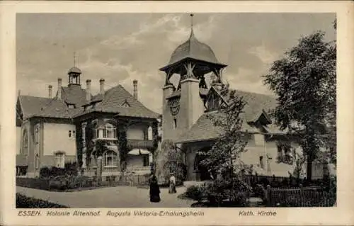 Ak Essen im Ruhrgebiet, Kolonie Altenhof, Augusta Viktoria-Erholungsheim, katholische Kirche