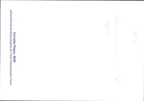 Ak Politikerin Cornelia Pieper, FDP, Portrait, Autogramm