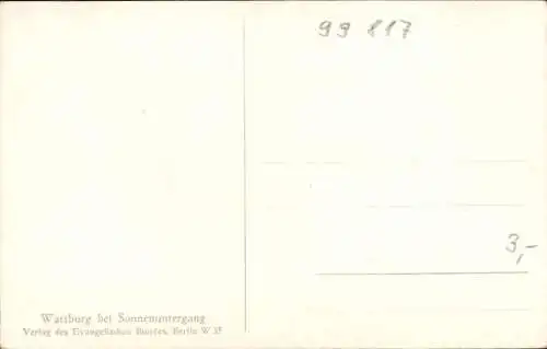 Ak Lutherstadt Eisenach in Thüringen, Wartburg bei Sonnenuntergang