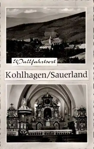 Ak Kohlhagen Kirchhundem im Sauerland, Pfarr- und Wallfahrtskirche, Inneres, Erbauer Pfarrer Leymann