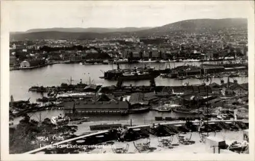 Ak Oslo Norwegen, Blick vom Restaurant aus