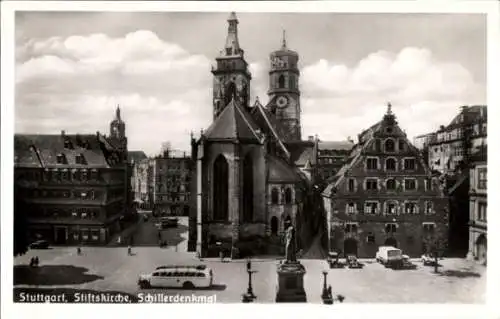 Ak Stuttgart in Württemberg, Stiftskirche, Schillerdenkmal