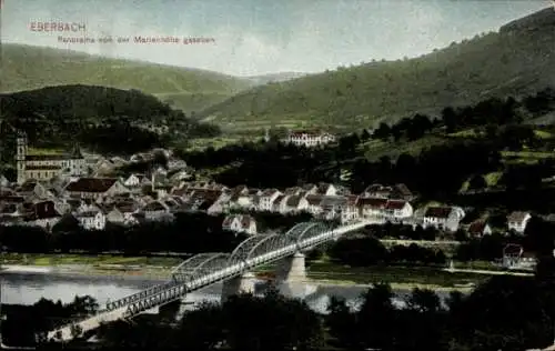 Ak Eberbach am Neckar Odenwald Baden, Panorama, Blick von der Marienhöhe