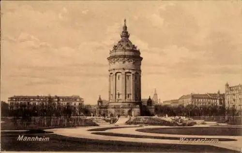 Ak Mannheim in Baden, Wasserturm