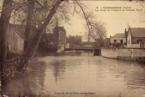 Ak Châteauroux Indre, Bords de l'Indre, Chateau Raoul