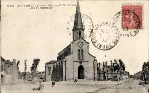 Ak Châteauroux Indre, Kirche St Christophe, Turmuhr