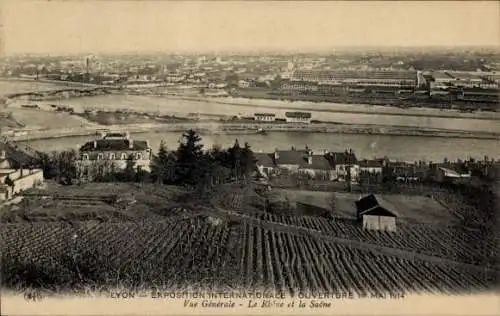 Ak Lyon Rhône, Internationale Ausstellung, Panorama, Rohne, Saone