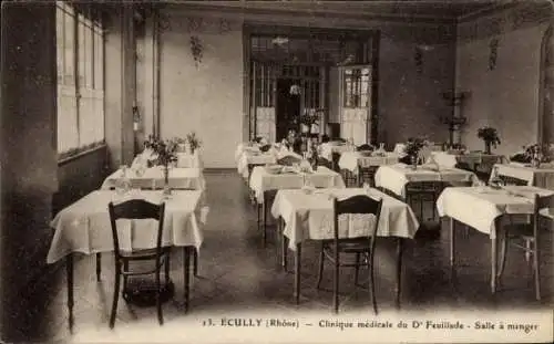 Ak Écully Rhône, Clinique médicale du D'Feuillade, Speisesaal