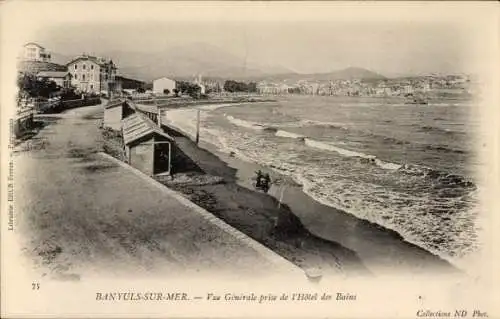 Ak Banyuls sur Mer Pyrénées-Orientales, Vue Generale, Hotel des Bains