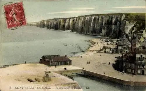 Ak Saint Valery en Caux Seine Maritime, Strand, Panorama