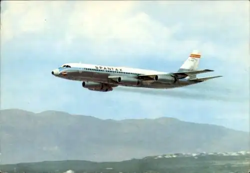 Ak Spanisches Passagierflugzeug der Spantax, Convair CV 990 A Coronado