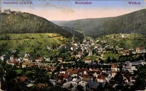 Ak Bad Wildbad Schwarzwald, Panorama, Rennbachtal, Sommerberg