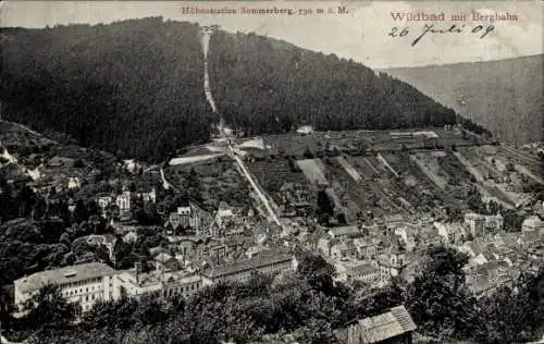 Ak Bad Wildbad Schwarzwald, Panorama, Bergbahn