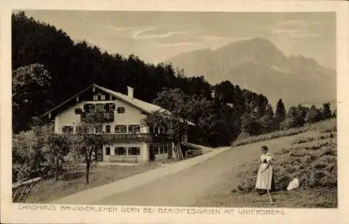 Ak Gern Berchtesgaden in Oberbayern, Landhaus Brunnerlehen, Untersberg