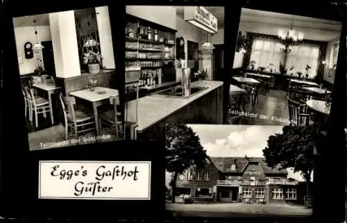 Ak Güster in Lauenburg, Egge's Gasthof, Gaststube, Klubstube, Außenansicht