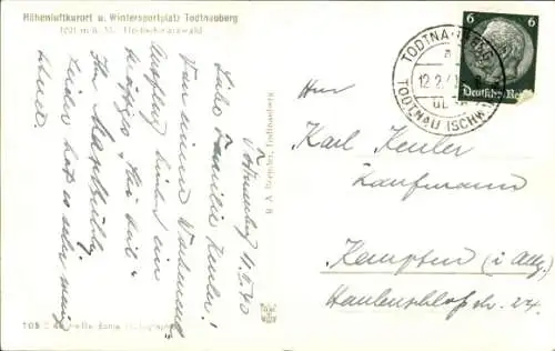Ak Todtnauberg Todtnau im Schwarzwald, Gesamtansicht, Winter