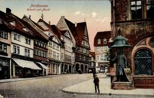 Ak Nordhausen in Thüringen, Roland, Markt