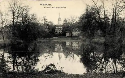 Ak Weimar in Thüringen, Teilansicht, Hofkirche