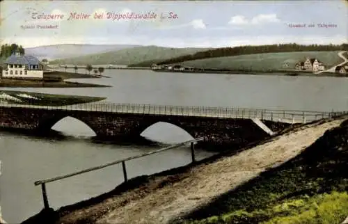 Ak Malter Dippoldiswalde im Osterzgebirge, Gasthof zur Talsperre, Brücke