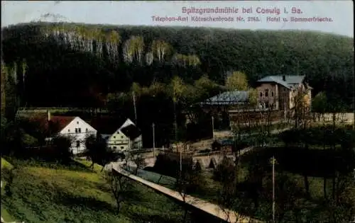 Ak Coswig in Sachsen, Spitzgrundmühle, Hotel und Sommerfrische