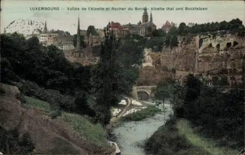 Ak Luxembourg, Alzette Tal und Bockfelsen