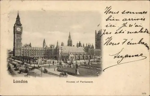 Ak City of Westminster, London, England, Häuser des Parlaments