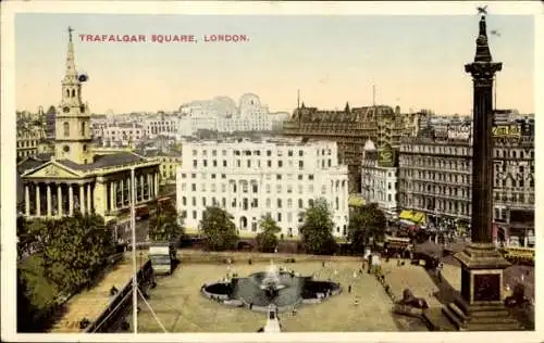 Ak London Stadt England, Trafalgar Square, Nelson Monument