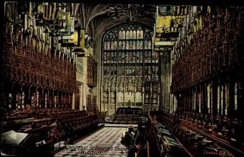 Ak Windsor Berkshire England, St. Georges Chapel, Chor Ost