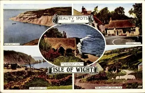 Ak Alum Bay Isle of Wight England, Altes Cottage, Godshill, Needles, Undercliff