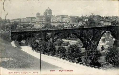 Ak Bern Stadt Schweiz, Bundespalast, Viadukt