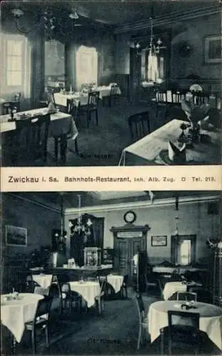 Ak Zwickau in Sachsen, Bahnhofs-Restaurant, Speisesaal, II. Klasse