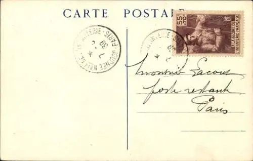 Künstler Ak Nationalfeiertag für das Infanteriedenkmal 1939