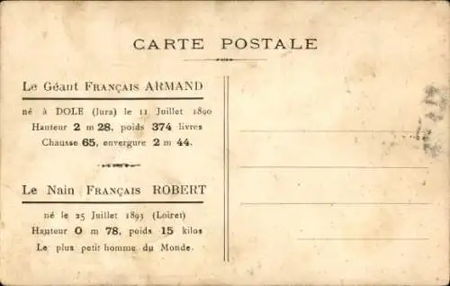 Ak Le Geant Francais Armand, le Nain Francais Robert