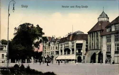 Ak Słupsk Stolp Pommern, Neutor und Ring-Straße