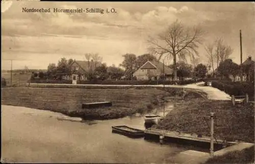 Ak Horumersiel Schillig Wangerland in Friesland, Häuser, Boote