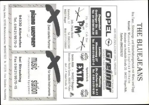 Ak Musikgruppe The Bluejeans, Gruppenbild, Autogramme