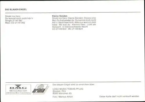 Ak Musikgruppe Die Blauen Engel, Gruppenfoto, Autogramme