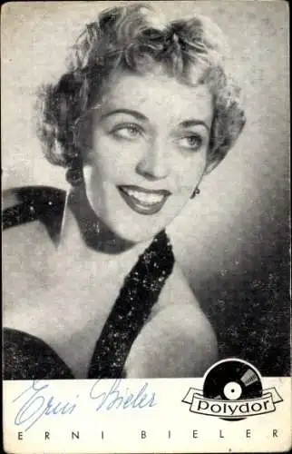 Ak Sängerin Erni Bieler, Die dunkelroten Rosen, Portrait, Autogramm