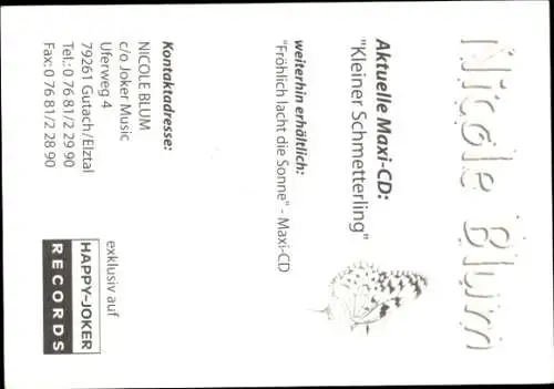 Ak Sängerin Nicole Blum, Portrait, Autogramm