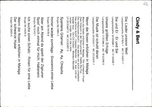 Ak Sänger Cindy und Bert, Portrait, Autogramm