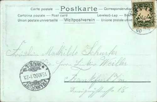 Mondschein Litho Kronach in Oberfranken, Gesamtansicht, Marktstraße