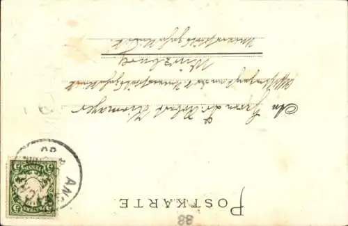 Präge Passepartout Wappen Litho Ansbach in Mittelfranken Bayern, Gesamtansicht, Jahr 1855